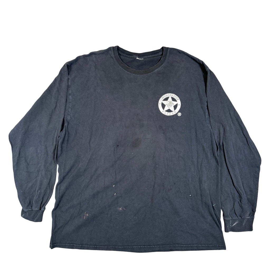Winchester Ranger Long Sleeve T-Shirt Black Distressed Graphic Tee Mens XL